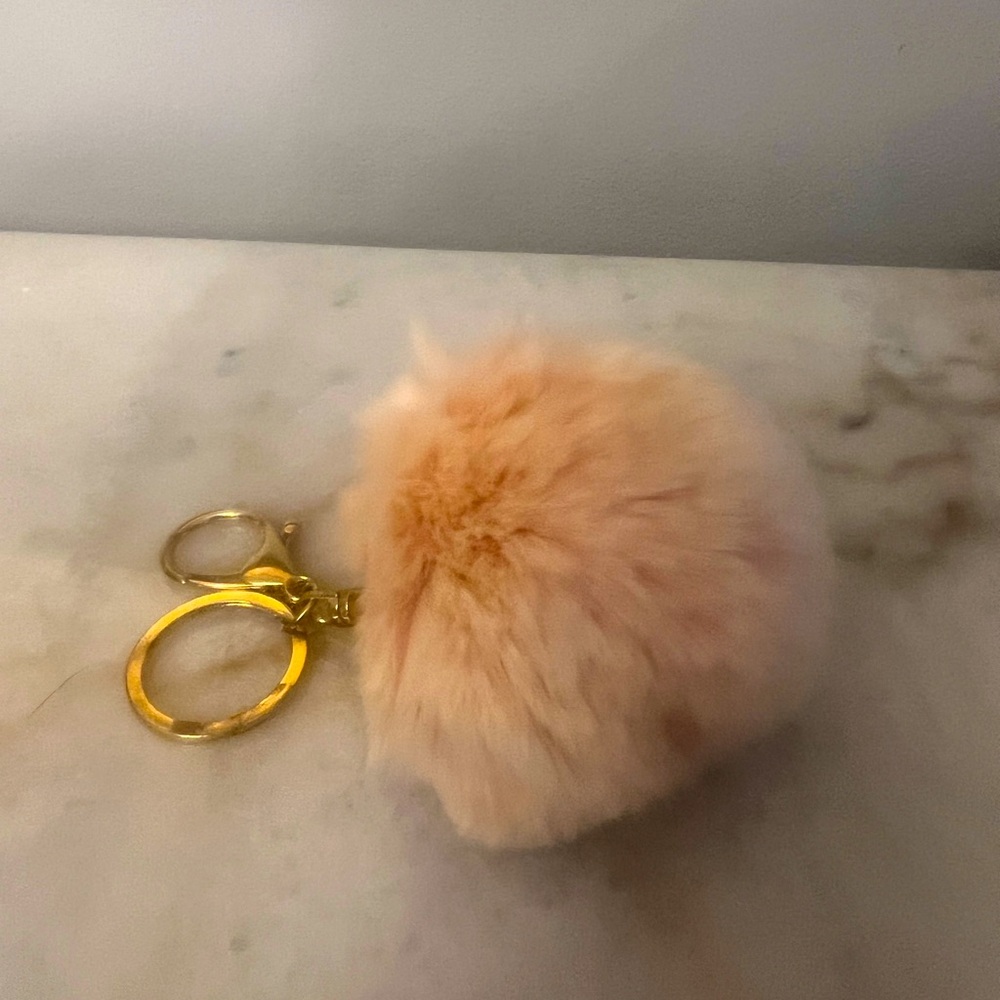 Faux Fur Pom Handbag Accesory/Keychain in Pale Pink